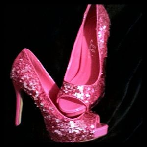 sequin high heels